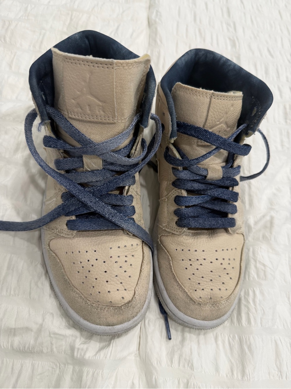 Nike Women’s High-Top Sneakers in Beige and Navy